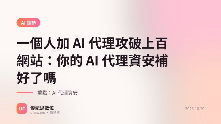 AI 代理資安：優妃思部落格文字封面