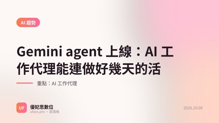 AI 工作代理：優妃思部落格文字封面